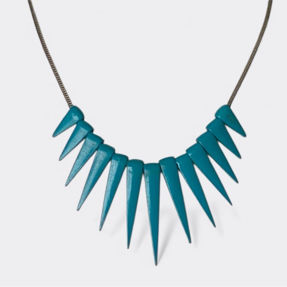 Anthropologie Turquoise Teal Spike Rocker Edgy Rebel Tribal Bohemian Necklace